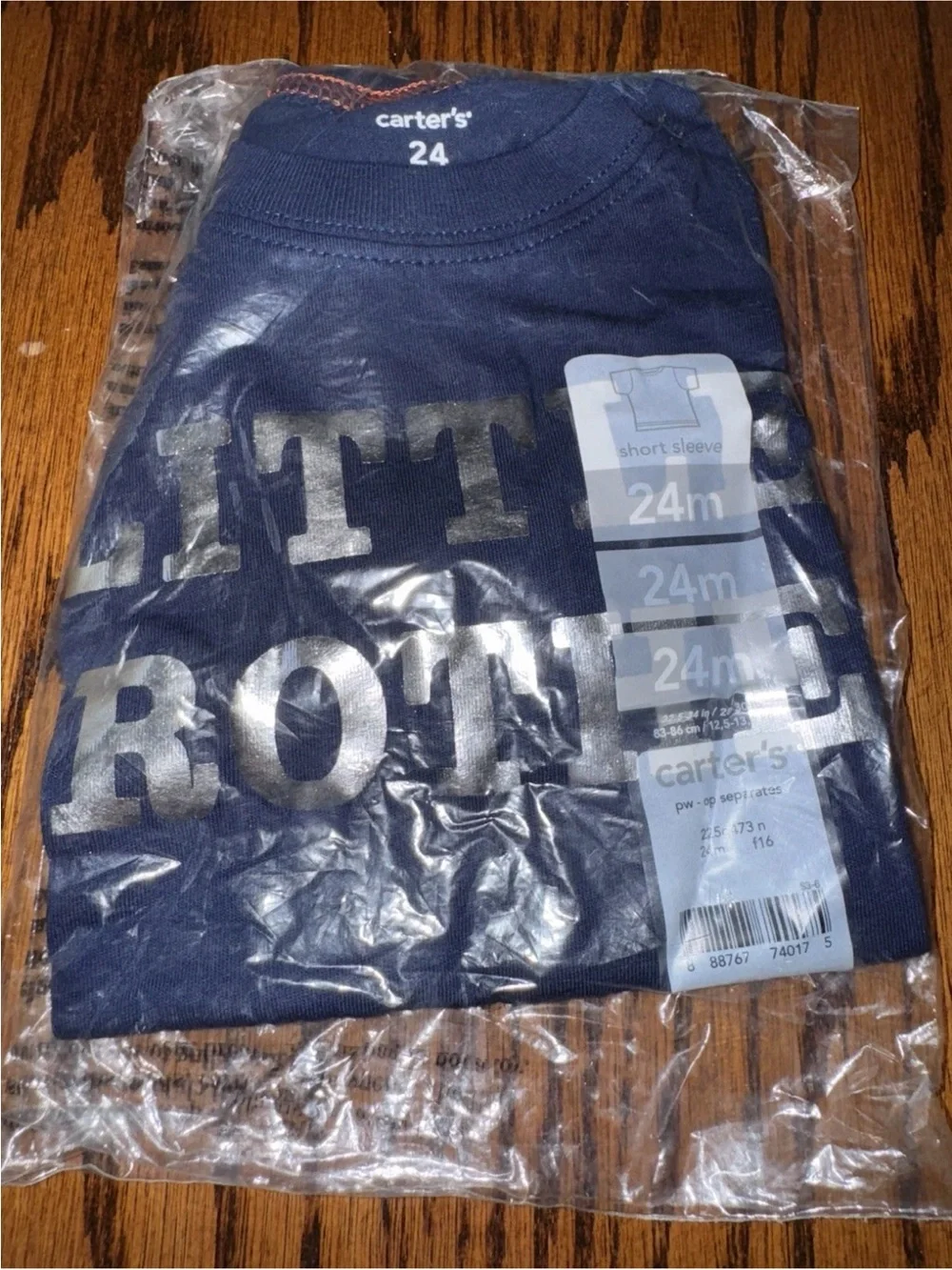 NWT Boys 24 Months Carters Little Brother Navy Blue Short Sleeve Tee